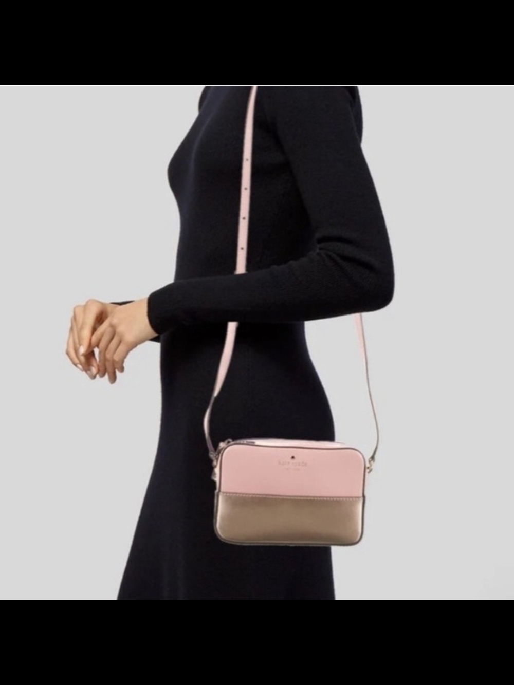 Kate Spade Pink and Gold Ivy Street  Clover small Crossbody Bag & velvet purse